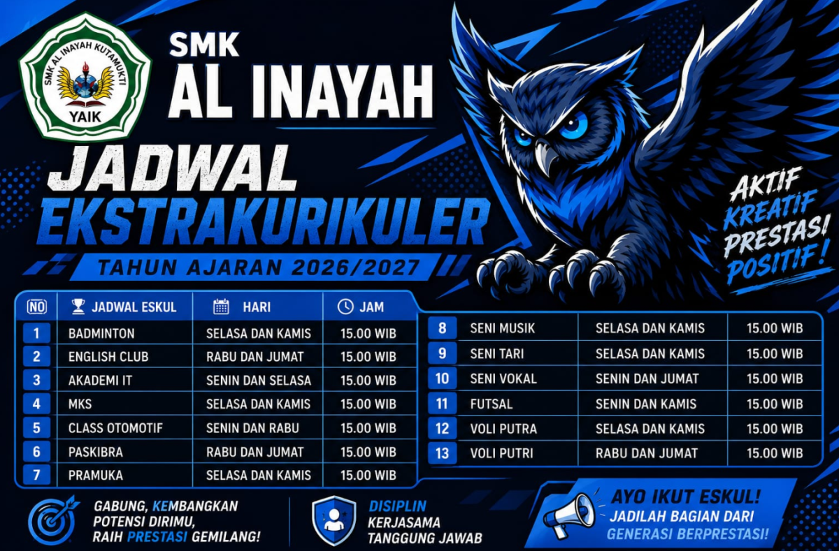 Jadwal Ekstrakurikuler Tahun Ajaran 2026/2027